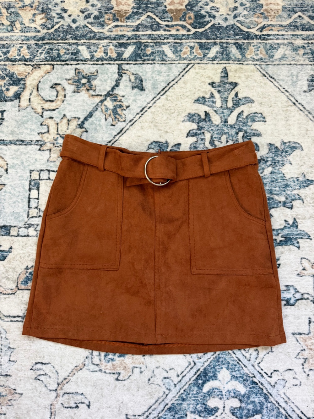 Rue21 Belted Faux Suede Mini Skirt — Rust